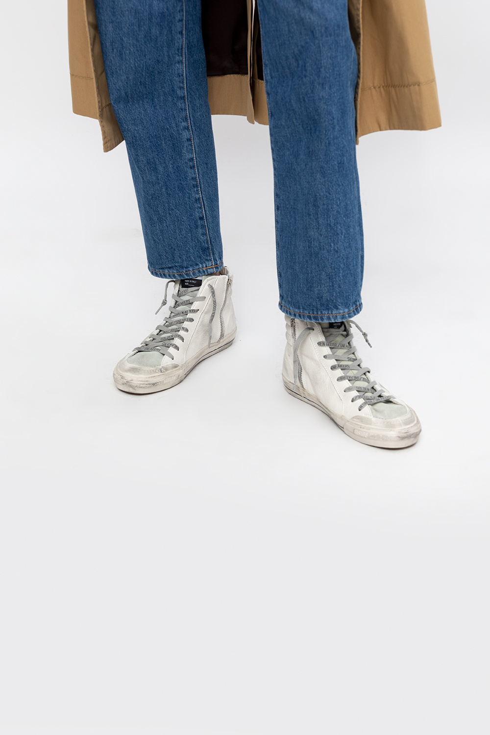スニーカー Golden  Slide Penstar Classic Sneakers Golden Goose - Slide Penstar Platinum Gold & Black Star Sneaker
